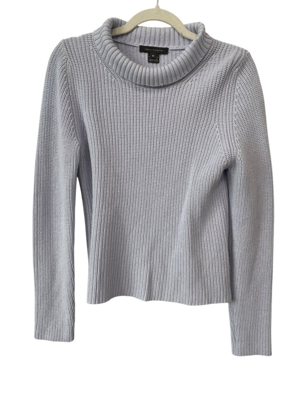 French Connection Sweater Medium Ribbed Knit Long Sleeve Pullover Blue Cozy